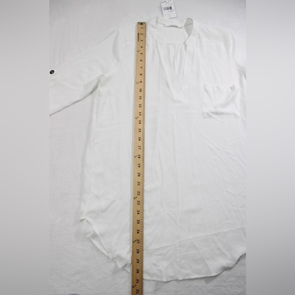 NWT‎ Lush Women's White Small Popover Hi Lo Blouse V Neck Oversized - Picture 6 of 10